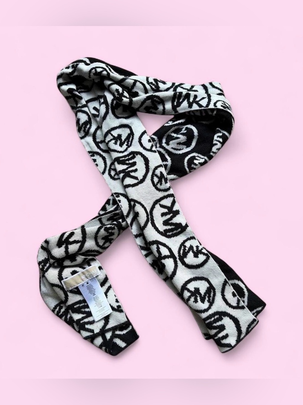 Michael Kors Black & White Logo Knit Scarf for Kids